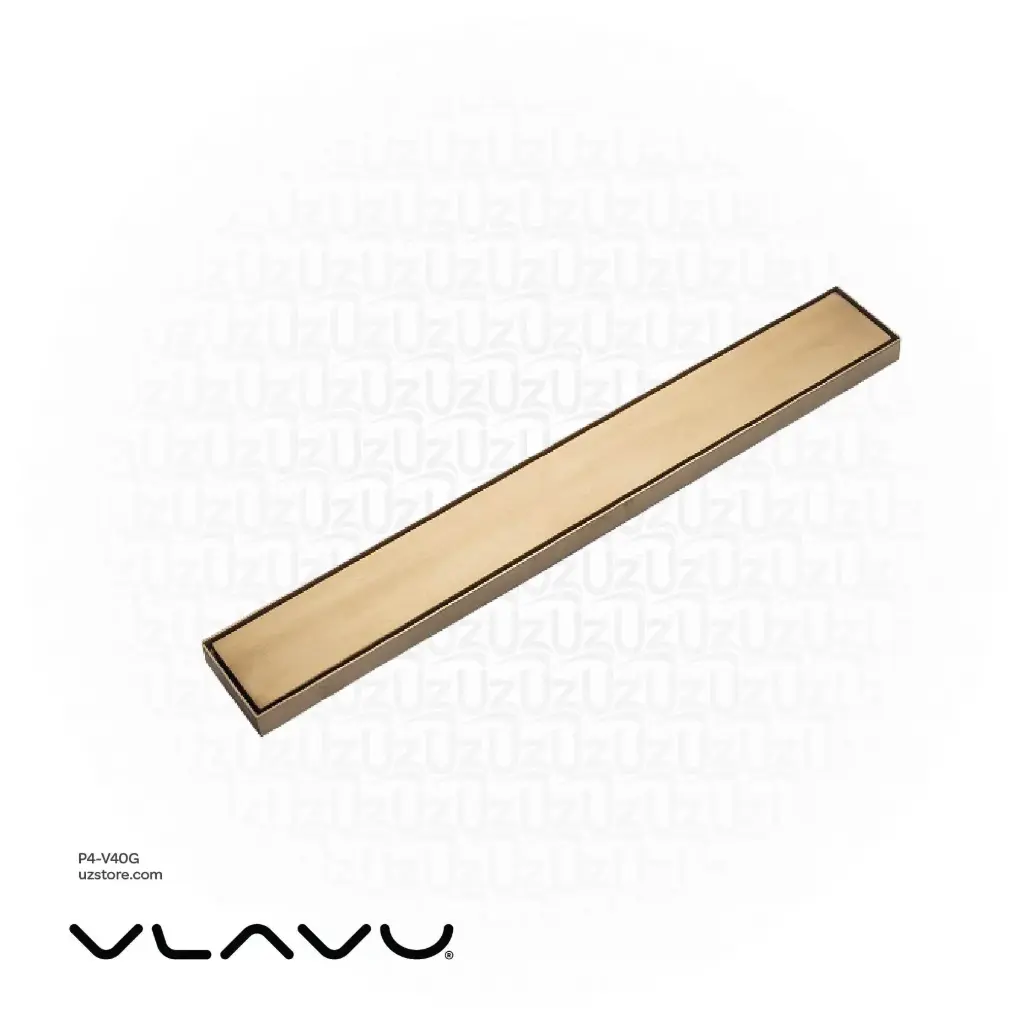 Vlavu Linear Drainer (SUS304) – Outlet 50mm (2"), Drainage Accessory, 55×400mm, Brushed Gold