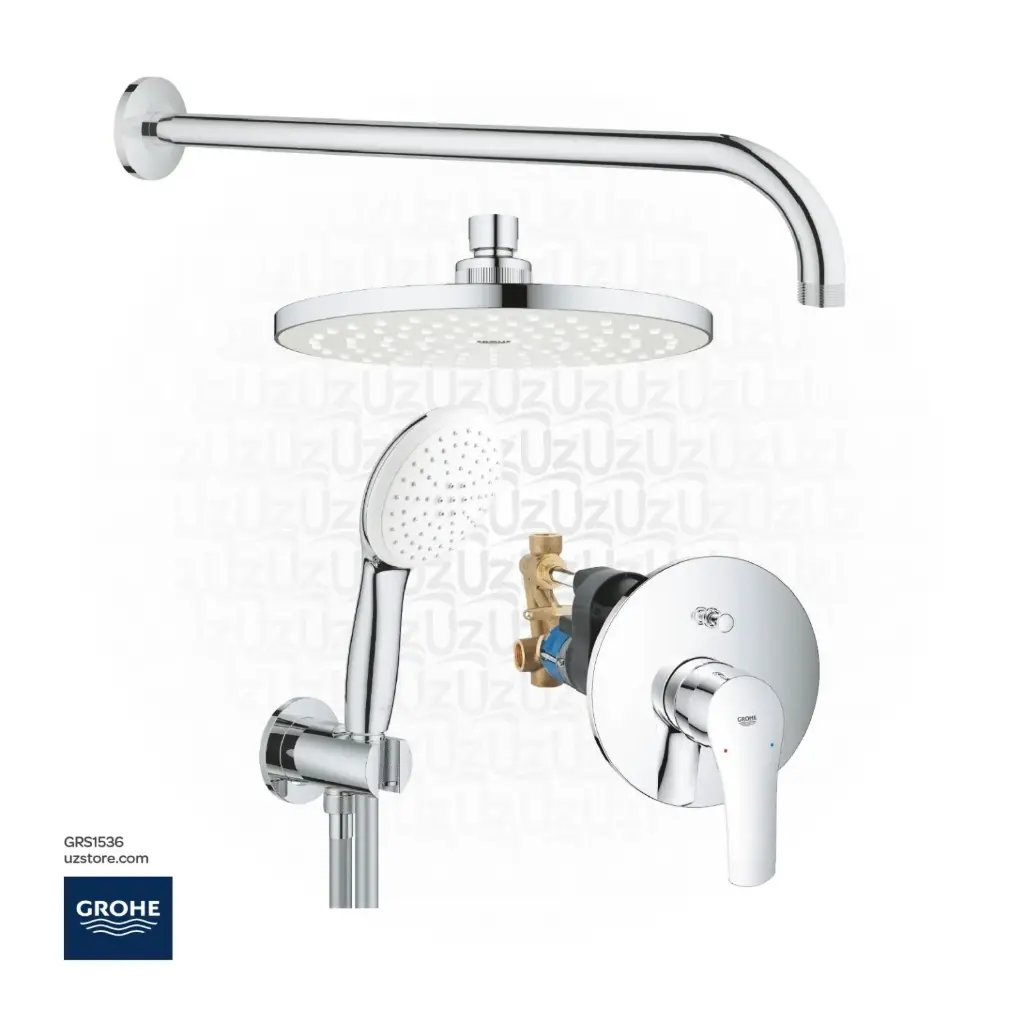 GROHE Concealed Shower Bundle 536 (Eurosmart  tremsit 2-way set+ Cosmopolitan 200 head shower set + 100  Handshower set) 