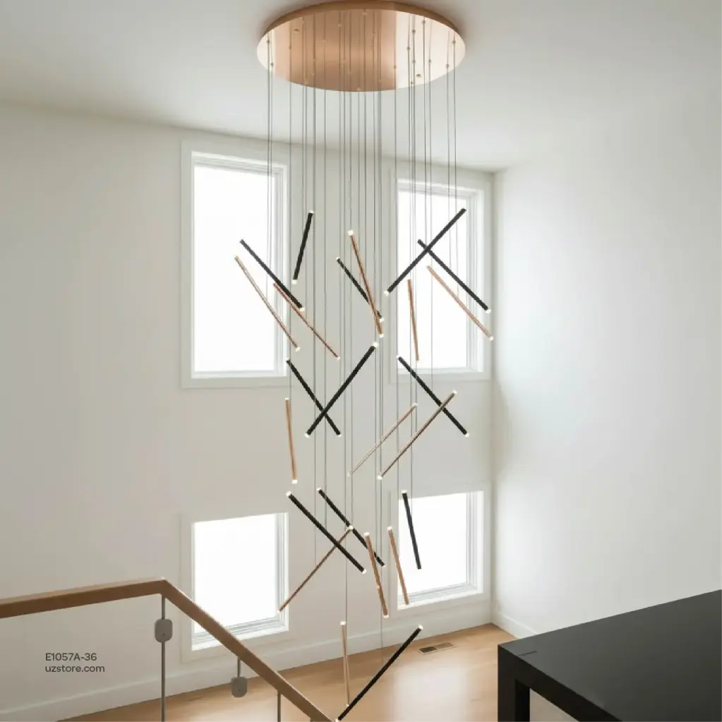 Double Height Chandelier (Black & Gold), Ø80cm, 130W , MD20047-36 