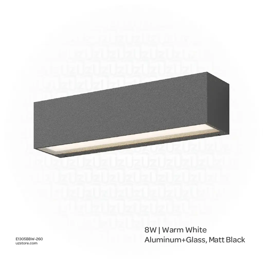 OPTARA Outdoor Wall Light - 8WW, 3000-3500K, Aluminum+Glass, Matt Black SH-W202312-1/260