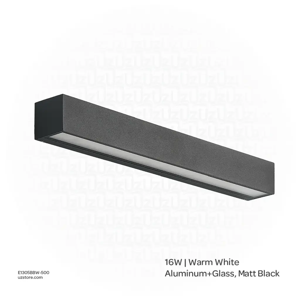 OPTARA Outdoor Wall Light - 16WW, 3000-3500K, Aluminum+Glass, Matt Black SH-W202312-1/500