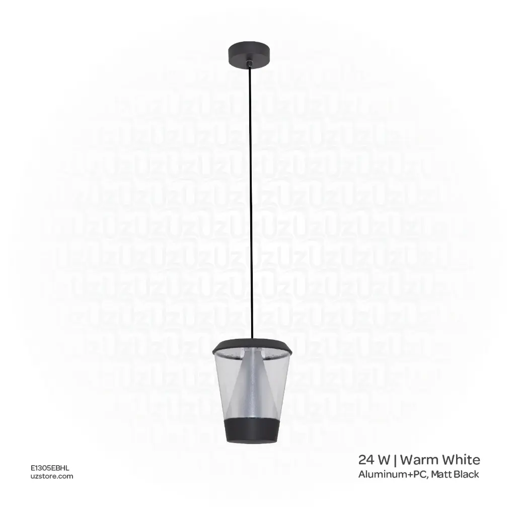 OPTARA OutdoorHanging Pendant Light - 24WW, 3000-3500K, Aluminum+PC, Matt Black SH-DD202237L