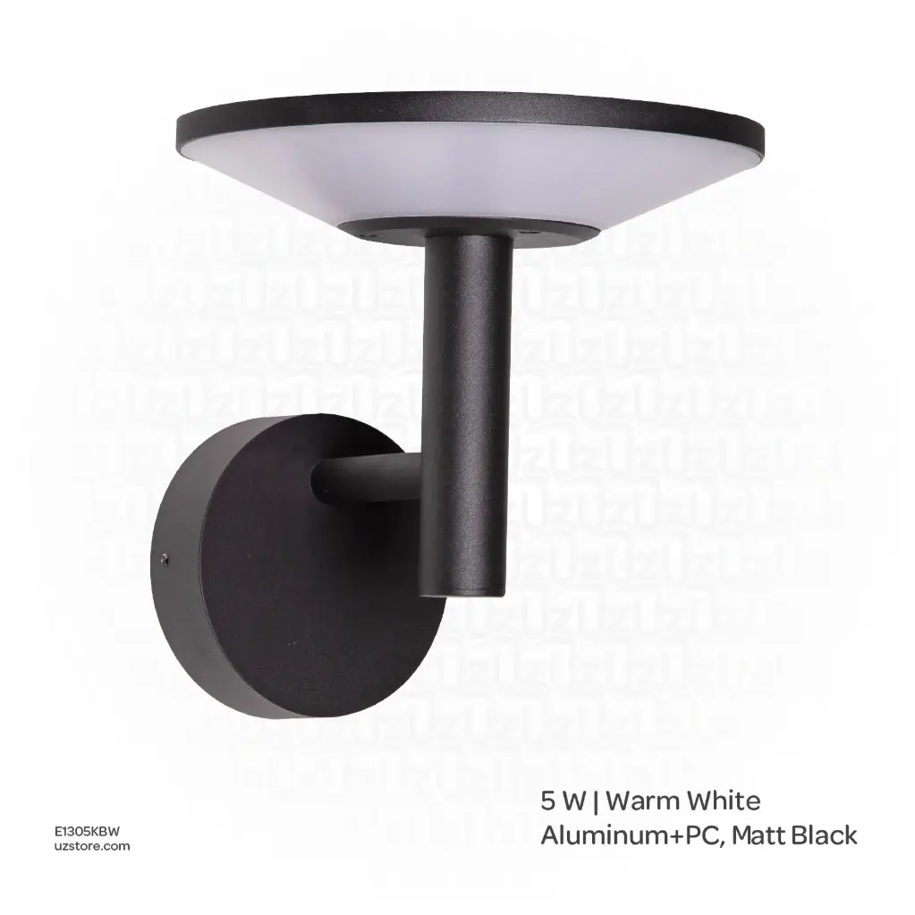 [E1305KBW] OPTARA Outdoor Wall Light - 5WW, 3000-3500K, Aluminum+PC, Matt Black SH-W202296T