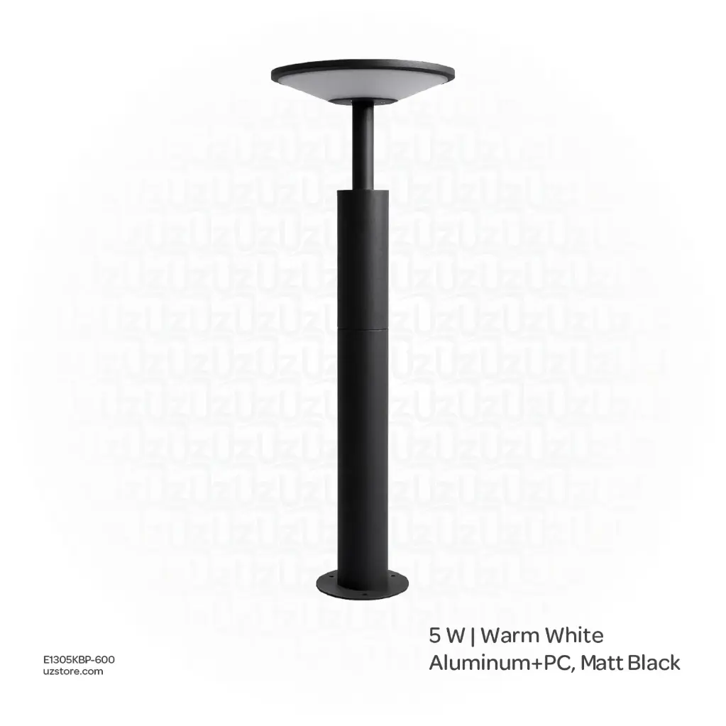 OPTARA Outdoor Bollard Light - 5WW, 3000-3500K, Aluminum+PC, Matt Black SH-202296/600T