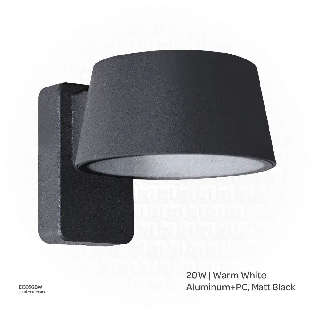 OPTARA Outdoor Wall Light - 20WW, 3000-3500K, Aluminum+PC, Matt Black SH-W202403-1
