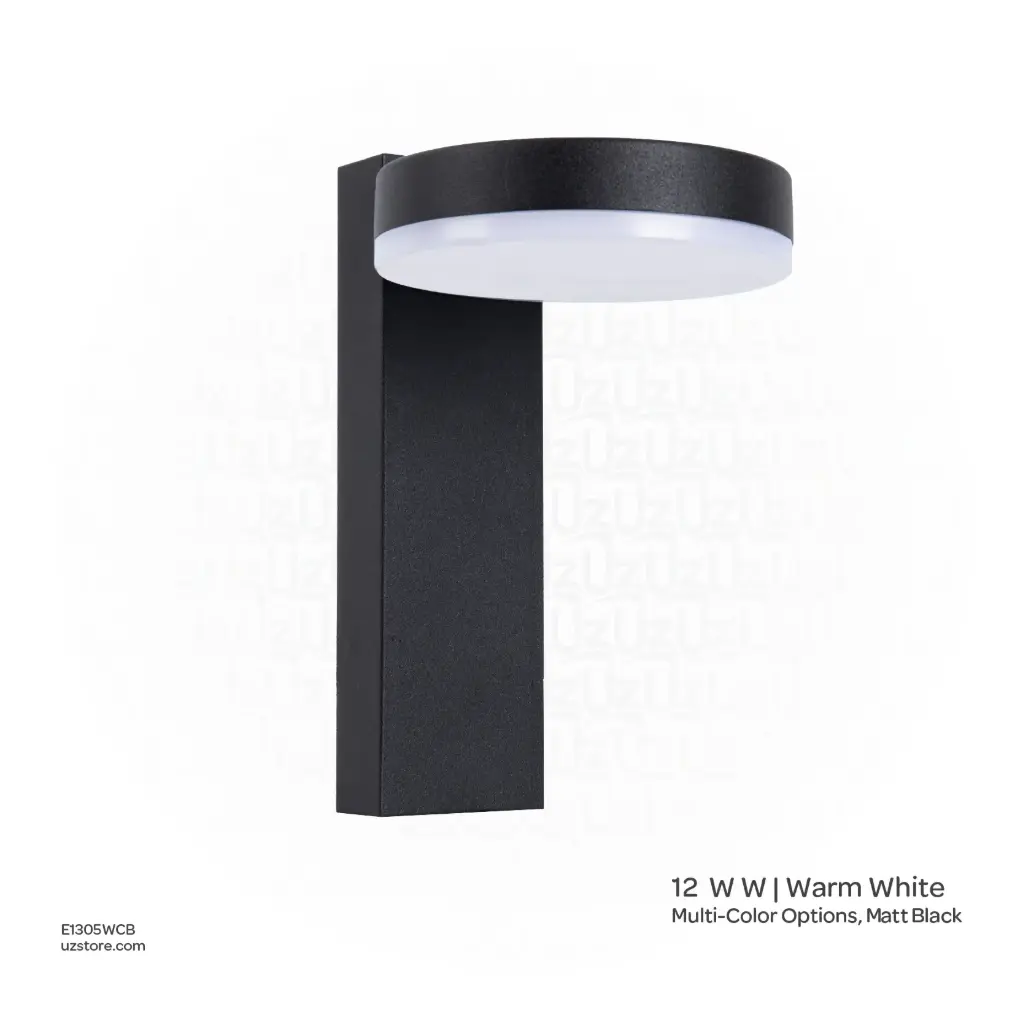 أوبتارا إضاءة جدارية خارجية - 12W واط، 3000-3500K، خيارات ألوان متعددة، أسود مطفي SH-W202410FD