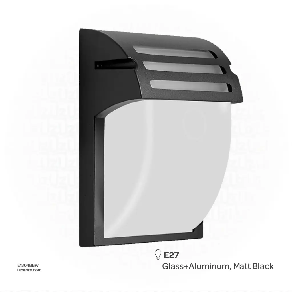 كنفيكس - إضاءة خارجية جدارية - E27، 180×245×95mm ، زجاج وألومنيوم، أسود مطفي،  024-1L