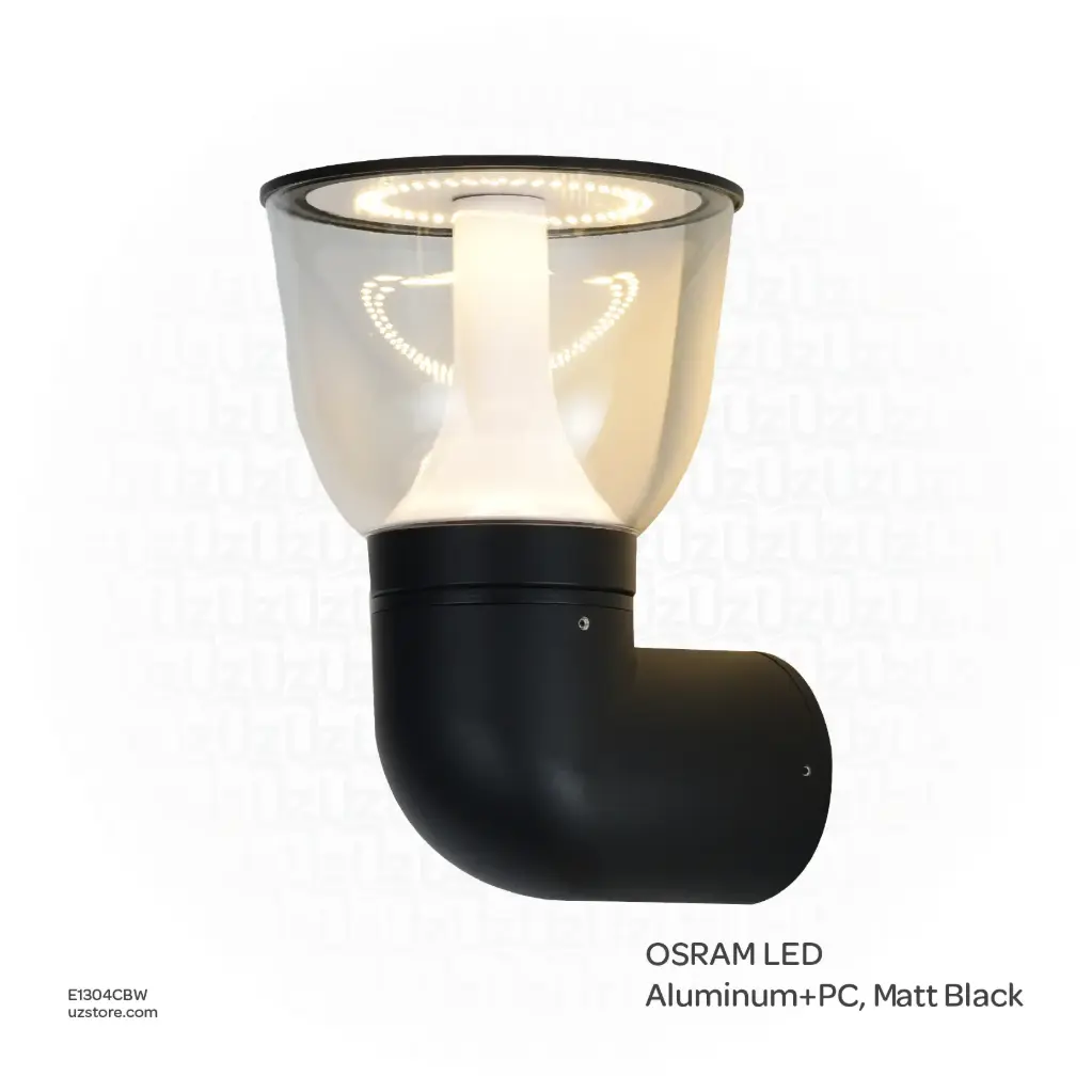 KNVIX - Wall Outdoor Light - 18W, OSRAM LED, 200×235×290mm, Aluminum+PC, Matt Black,  6157/W WW