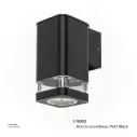 KNVIX - Wall Outdoor Light - GU10, 80×115×160mm, Aluminum+Glass, Matt Black,  6168/1 GU10