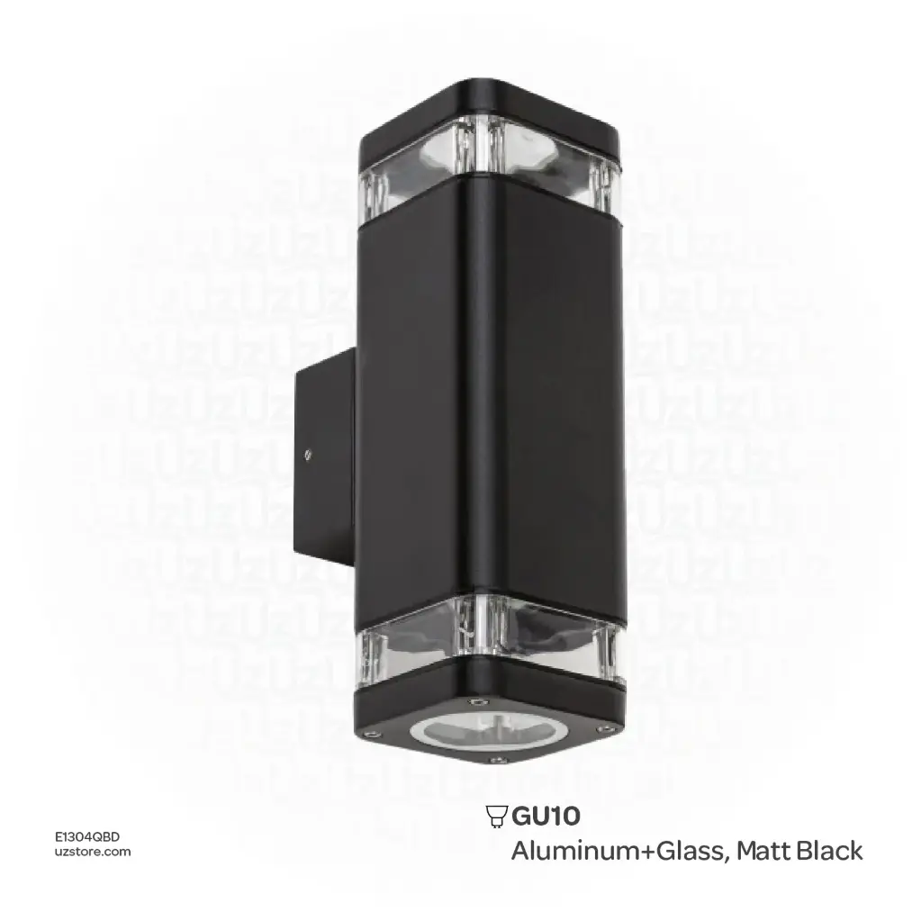KNVIX - Wall Outdoor Light - GU10, 80×115×225mm, Aluminum+Glass, Matt Black,  6168/2 GU10