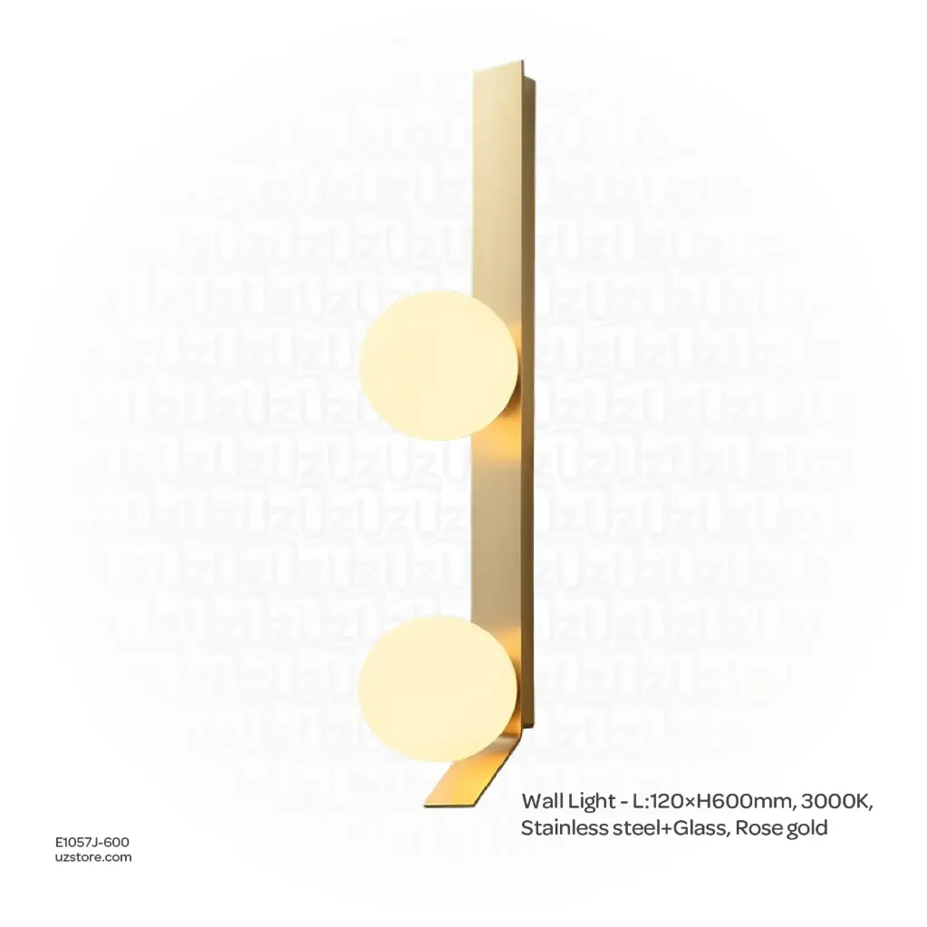 OPTARA Wall Light - L:120×H600mm, 3000K, Stainless steel+Glass, Rose gold B9008-2