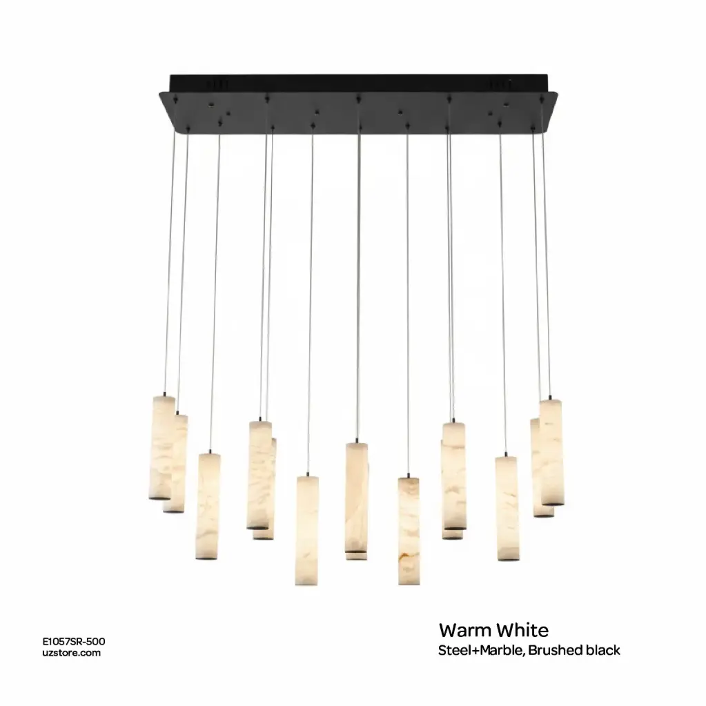 OPTARA Pendant Light - L:1200×W300×H2500mm, 3000K, Stainless steel+Marble, Brushed black 5689-1200*300-14