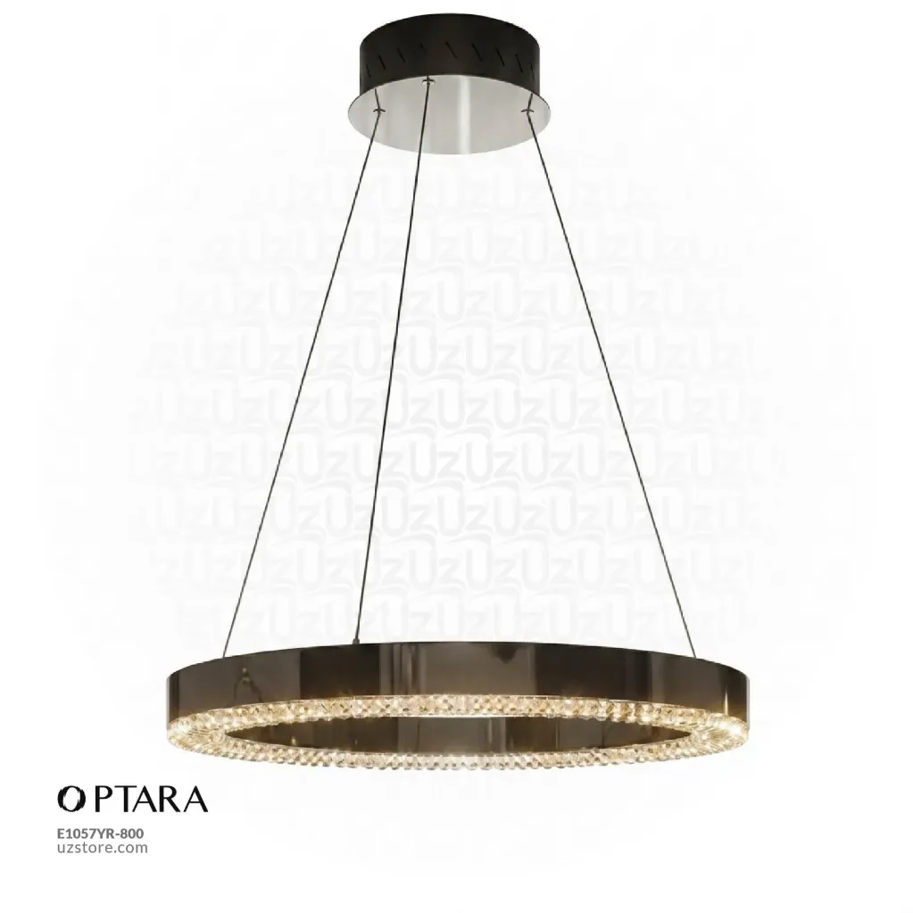 OPTARA Pendant Light - Ø:800×H2500mm, 3000K, Stainless steel+Crystal, Mirror black D22830-800