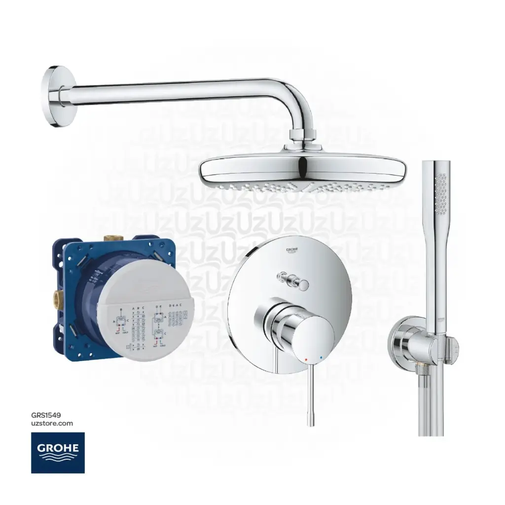 GROHE Concealed Shower Bundle 549 ( SmartBox + Essence shower mixer 2 ways  Head Shower set 21 cm  + Hand Shower set )   