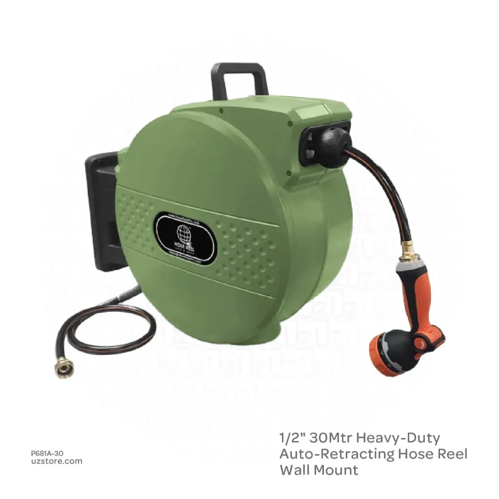 1/2" 30Mtr Heavy-Duty Auto-Retracting Hose Reel, Wall Mount