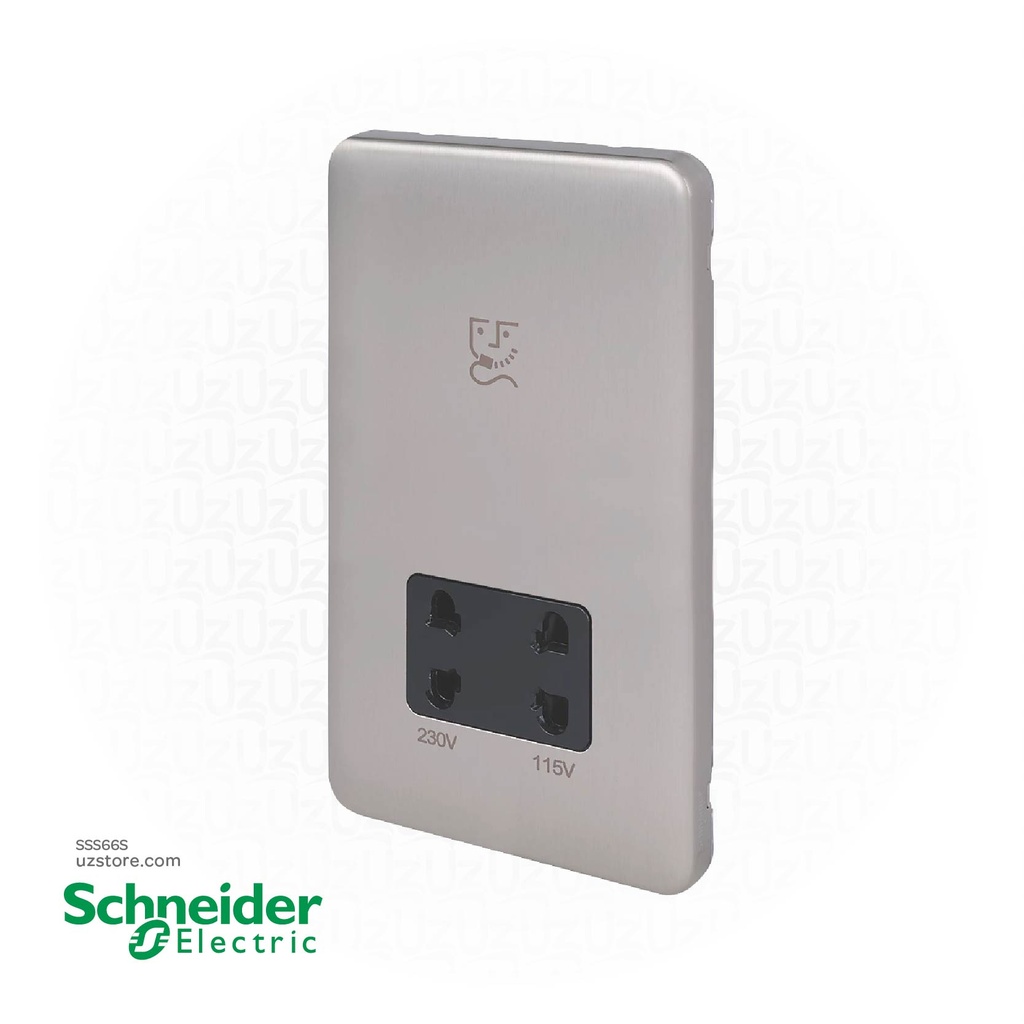 Schneider Steel silver Universal Shaver Socket Unit 3*6