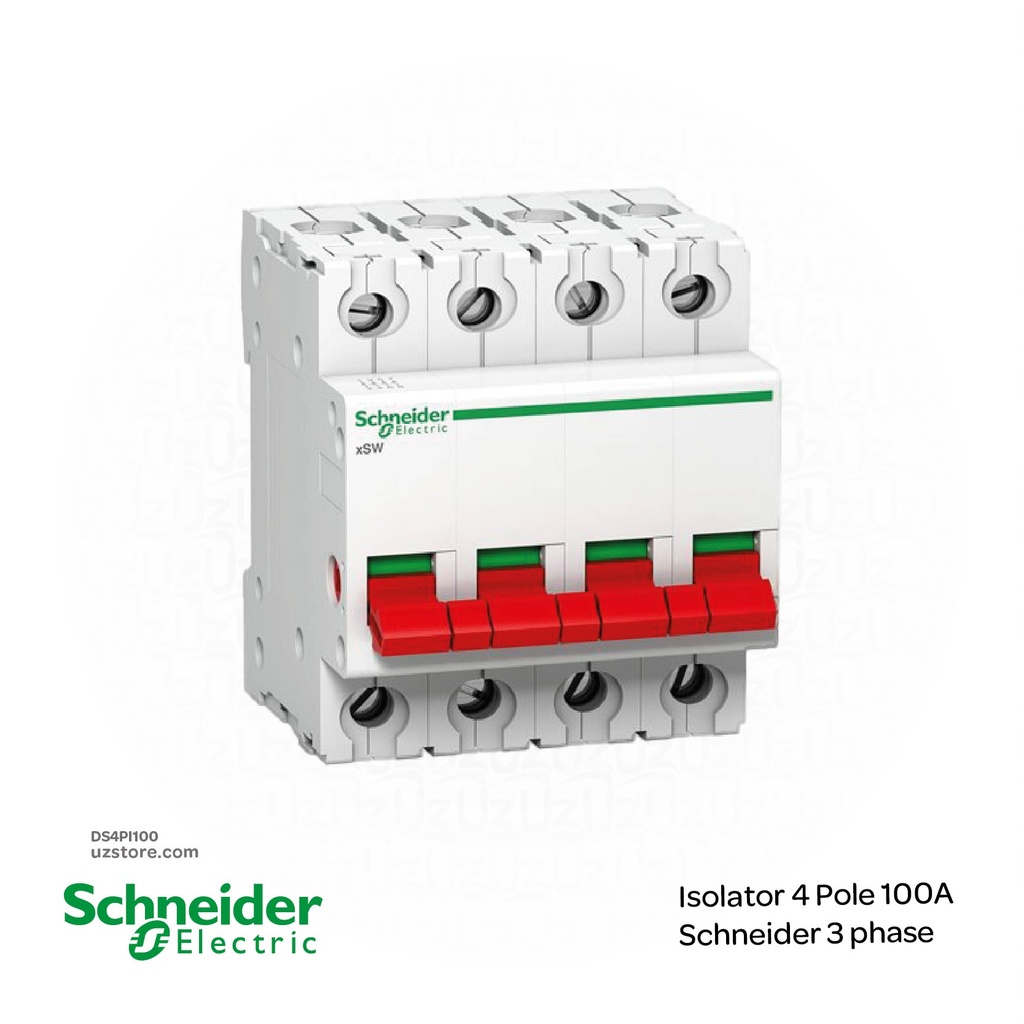 Isolator 4 Pole 100A Schneider 3 phase (EZ9S16491)