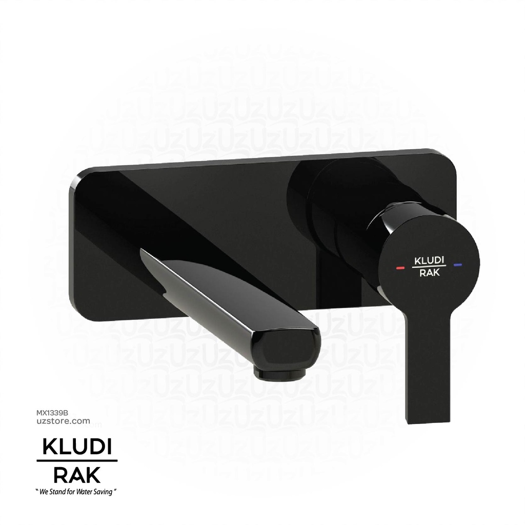 KLUDI RAK 2 Hole Wall Mounted Concealed Basin Mixer (220mm Spout) RAK13024.BK2 Black
