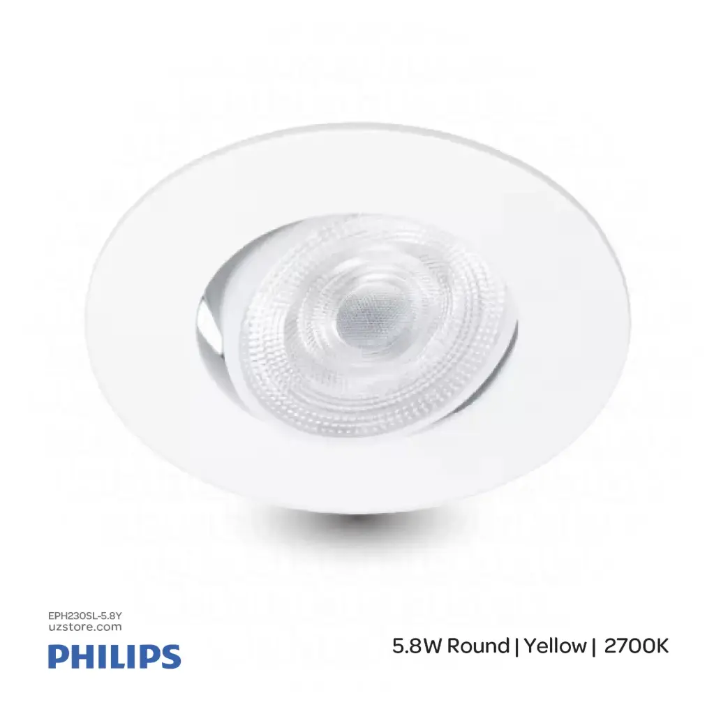 [EPH230SL-5.8Y] فيليبس مصباح سبوت لايت ، بقوة 5.8 واط، شكل دائري، 2700 كلفن ضوء أصفر
PHILIPS SL052 070 