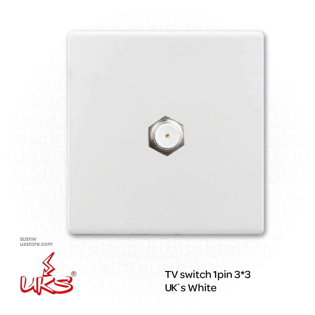 TV switch 1pin 3*3 UK`s White (V1564)