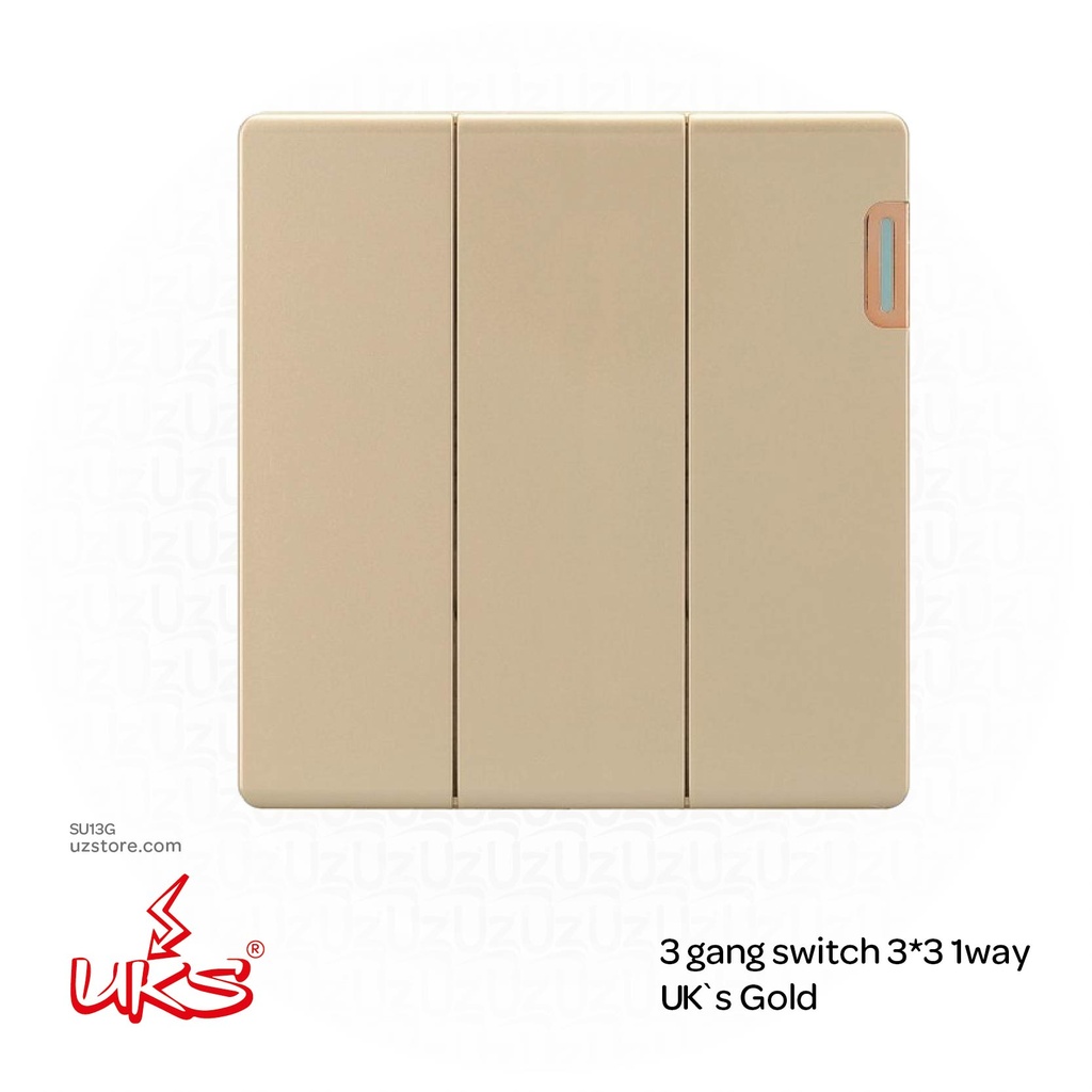 [SU13G] 3 gang switch 3*3 1way UK`s Gold (GDV1543)