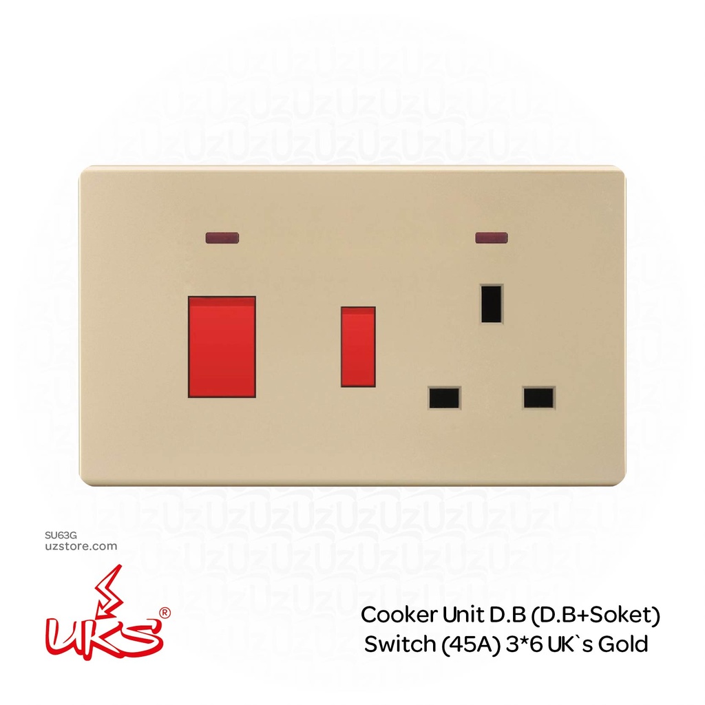 Cooker Unit D.B (D.B+Soket) Switch (45A) 3*6 UK`s Gold