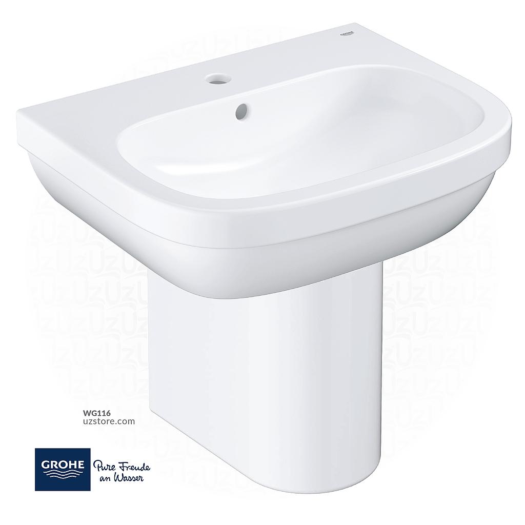 [WG116] EURO Ceramic washbasin wall hung 60 + EURO ceramic semi pedestal GR39335000+GR39201000 GROHE  