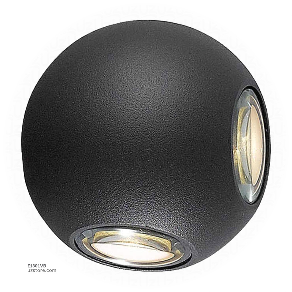 مصباح جدار خارجي أسود كروي اناره صفراء LED 4*3W
