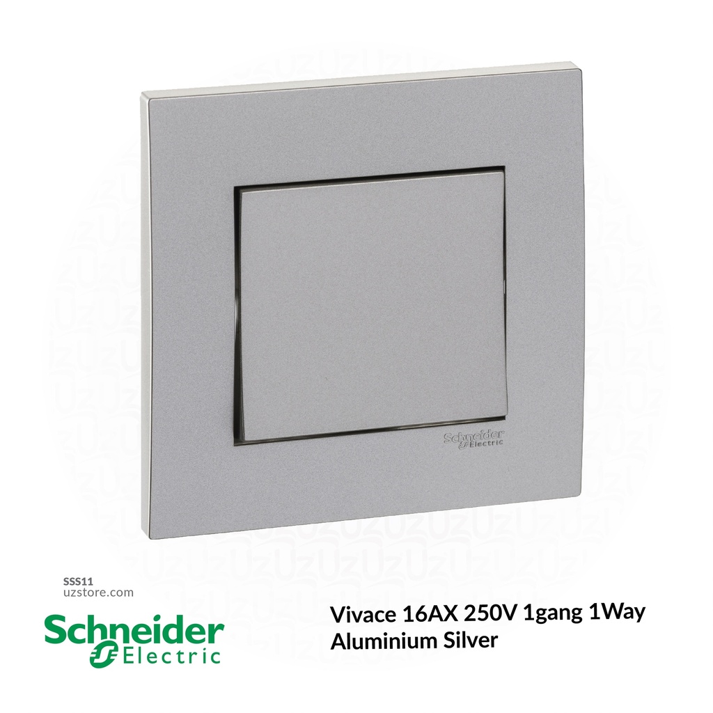 1 gang switch 3*3 1way Schneider Alu. Sliver