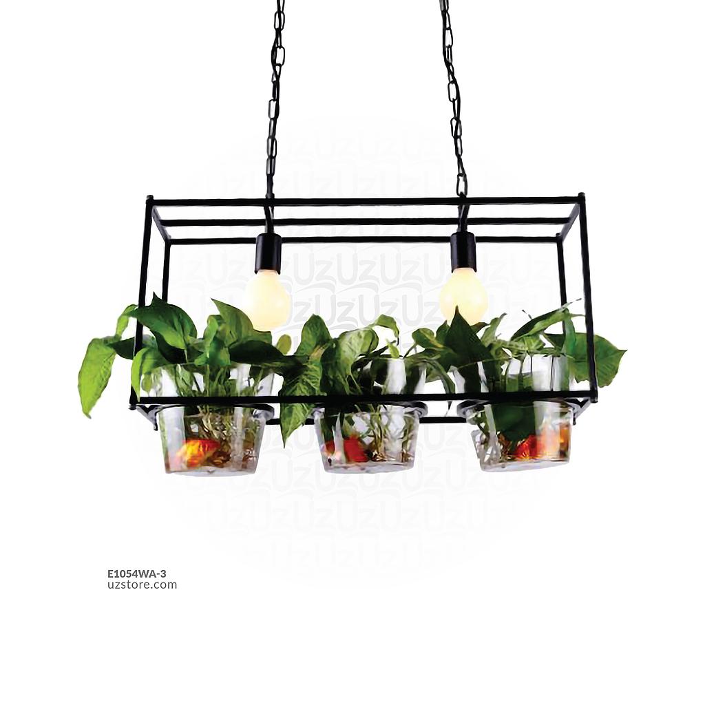 Black Pendant Light with Glass Plant Pot , MD3027 L650*W200*H400