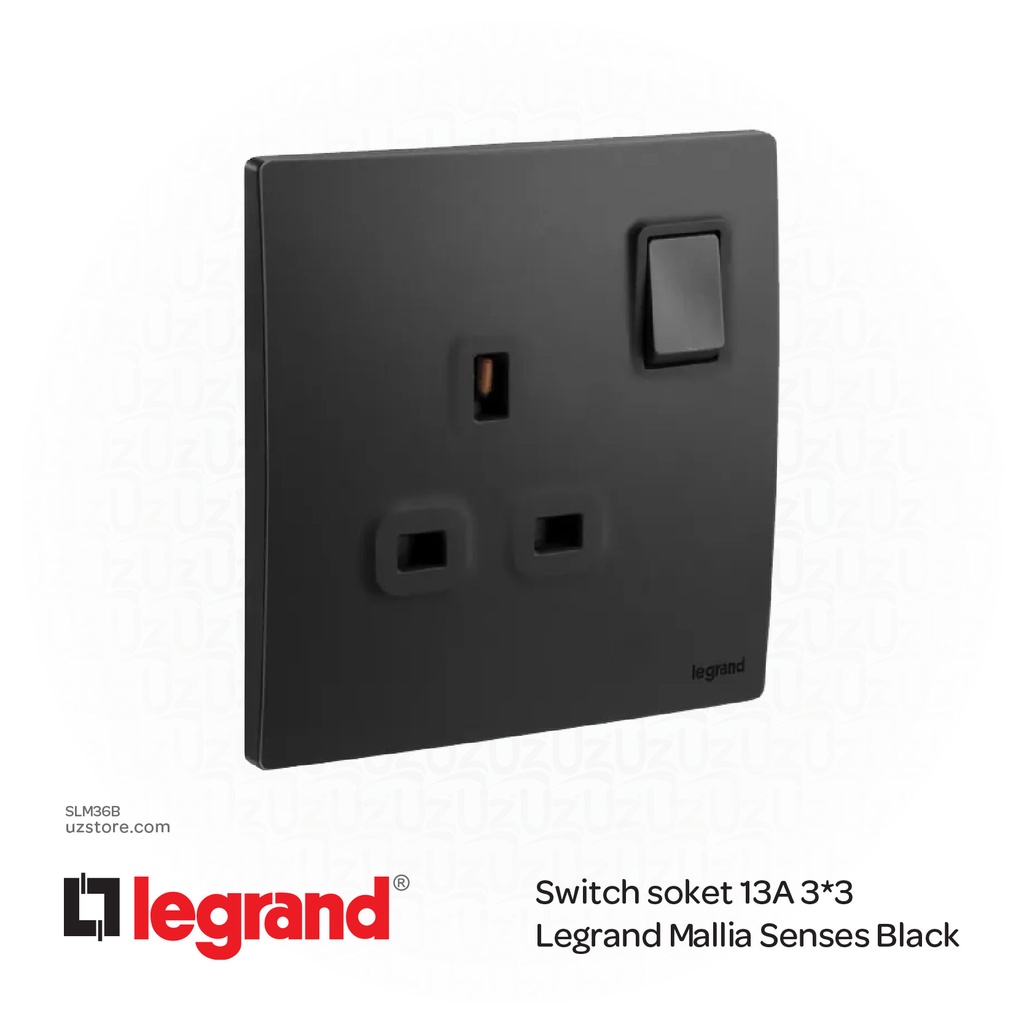 Switch soket 13A 3*3 Legrand Mallia Black