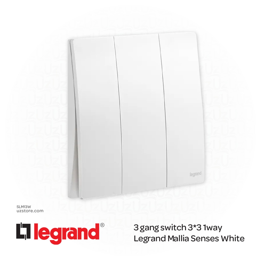 [SLM13W] 3 gang switch 3*3 1way Legrand Mallia White