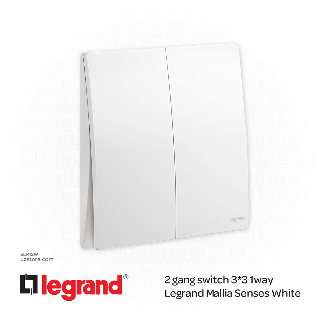 2 gang switch 3*3 1way Legrand Mallia White