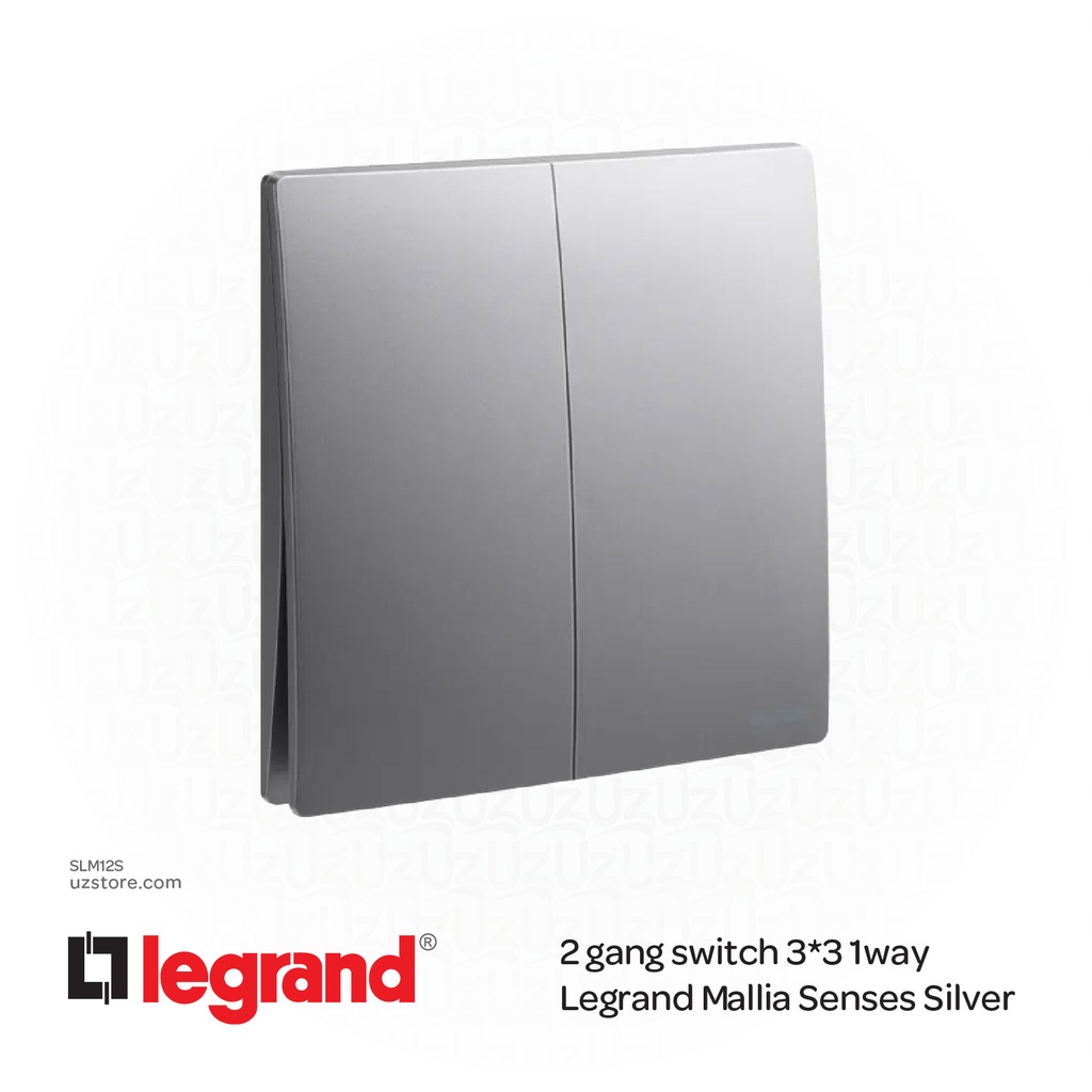 2 gang switch 3*3 1way Legrand Mallia Silver