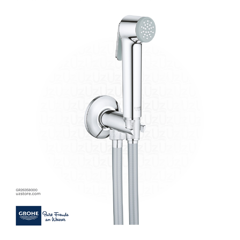 GROHE Tempesta-F Wall holder set with self-closing angle valve, 1 spray, 26358000, chrome