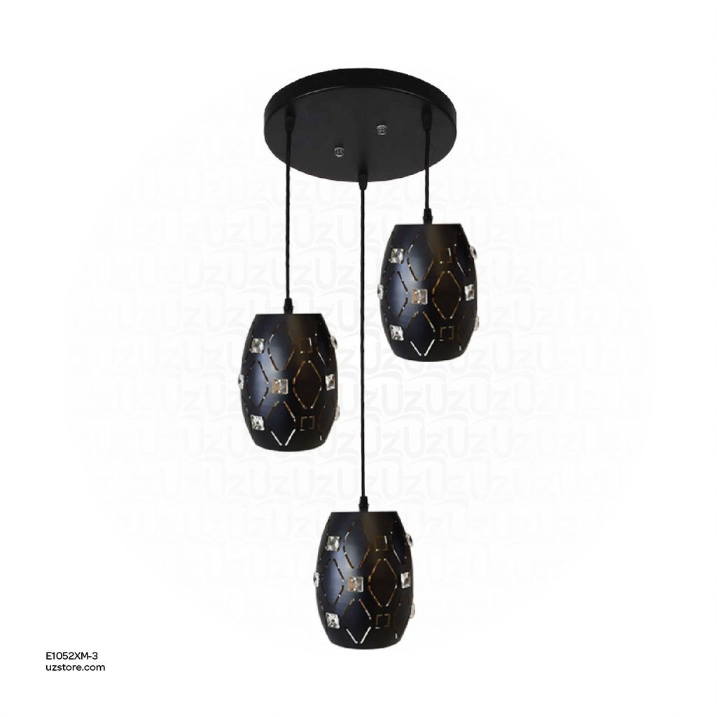 Black Triple Pendant Light E27 7947/3