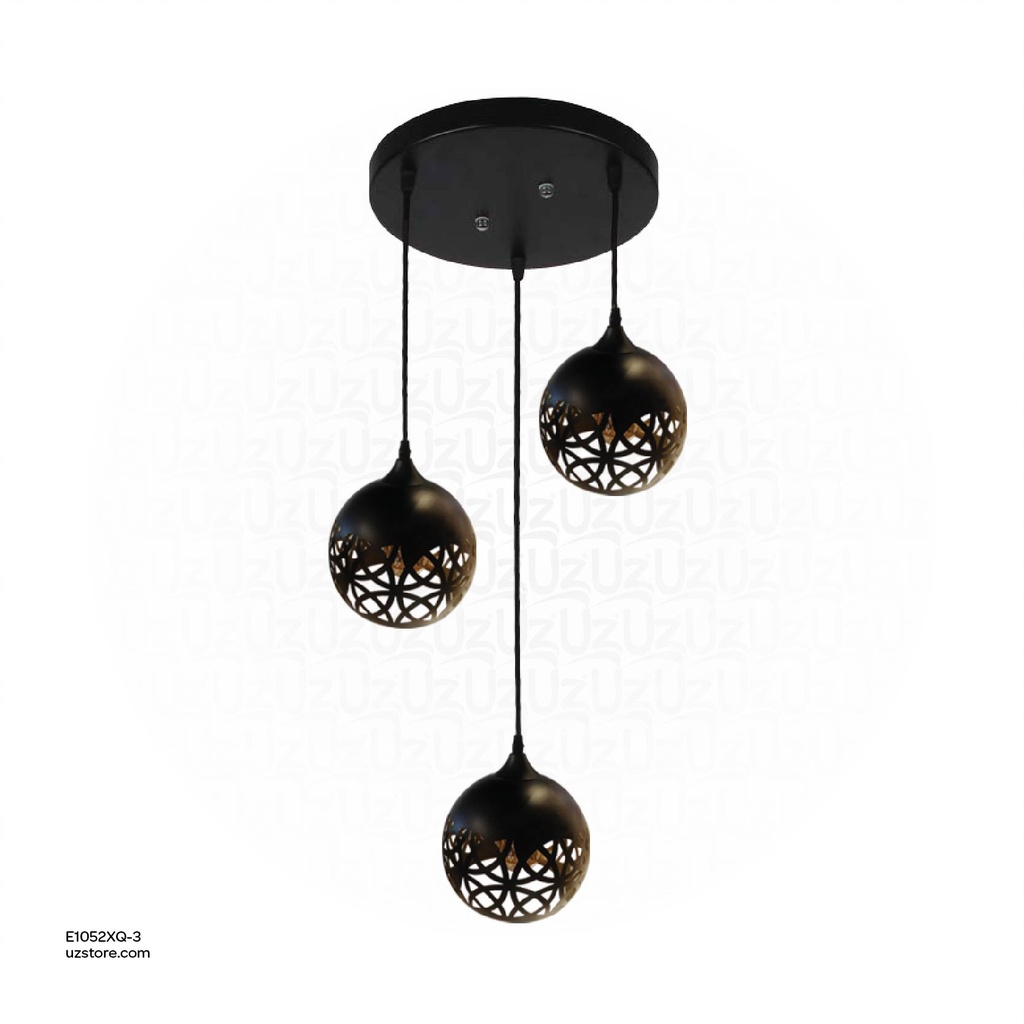 Black Triple Pendant Light E27 8077/3