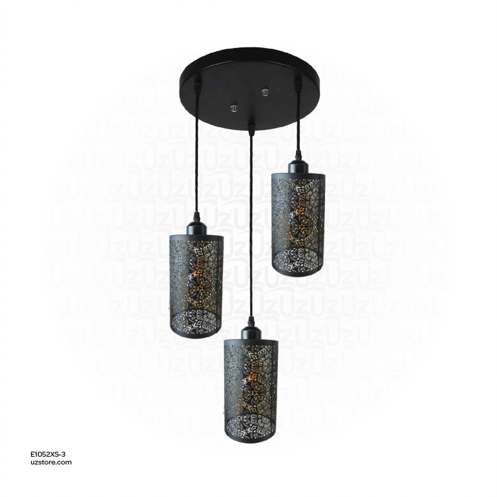 Black Triple Pendant Light E27 7991/3