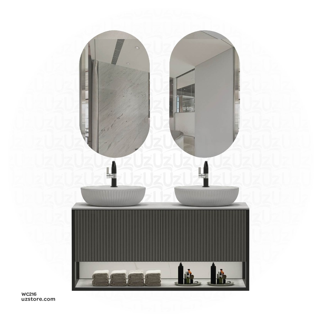 Double WashBasin Cabinet and Double Mirror with Led Light KZA-2138120   120*50*52 CM