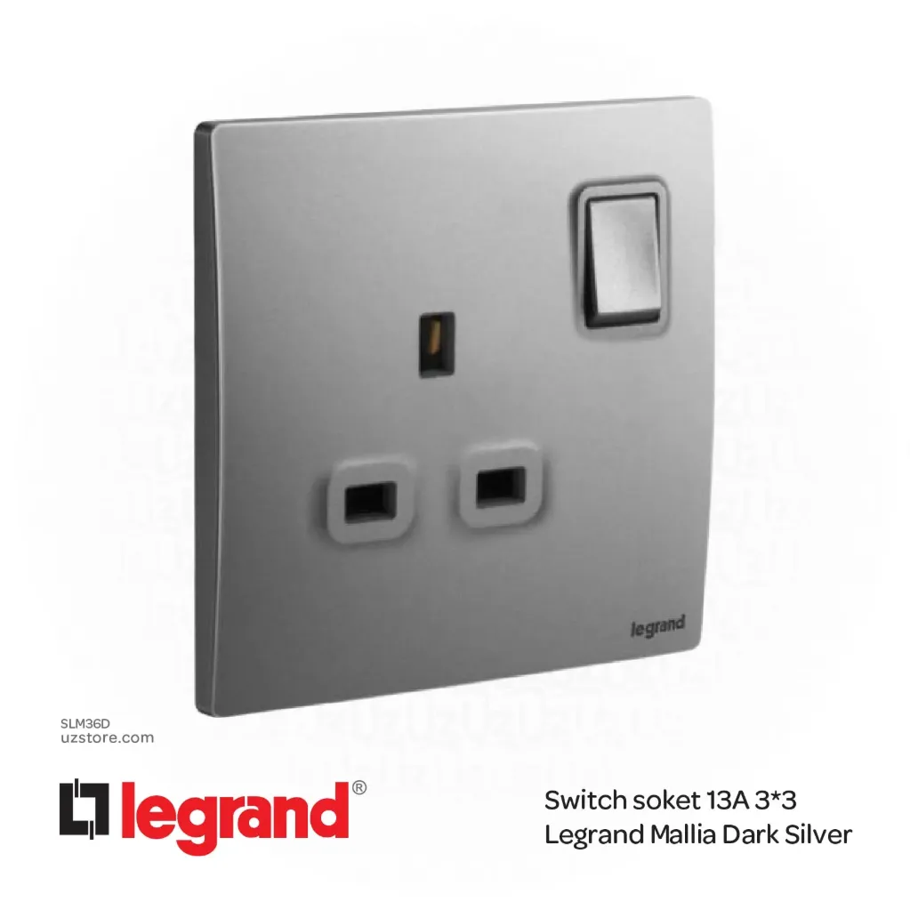 Switch soket 13A 3*3 Legrand Mallia Dark Silver