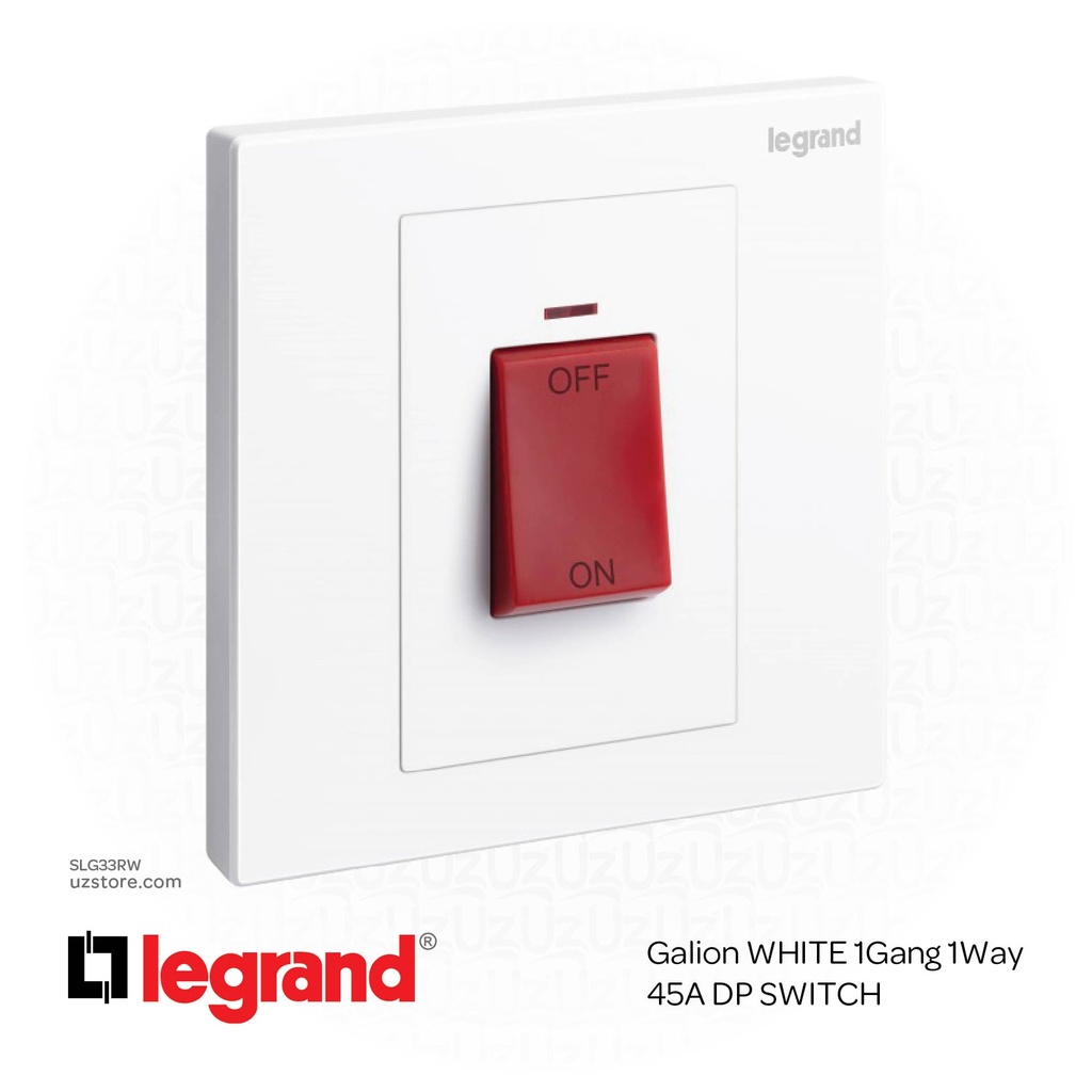 [SLG33RW] مفتاح كهربائي ليجراند جاليون أبيض   1Gang 1Way 45A DP 