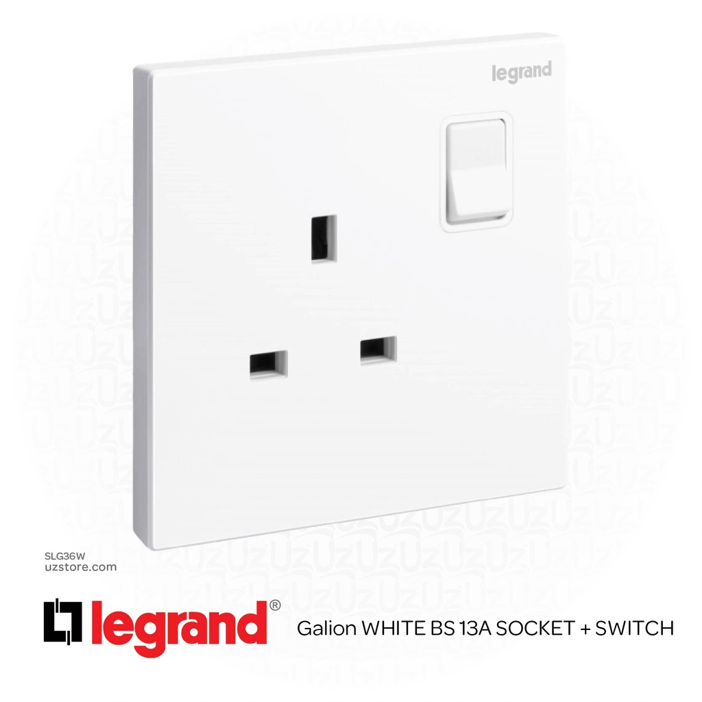 مفتاح ساكت كهربائي ليجراند جاليون أبيض   BS 13A SOCKET + 