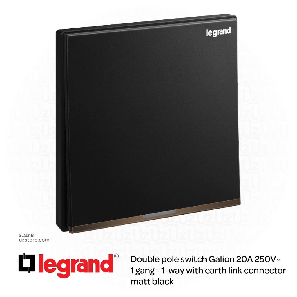 Legrand Galion MATT BLACK 1Gang 1Way 20A DP SW RED LED