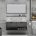 Double WashBasin with Polywood Cabinet, Led Mirror, and Tempered Glass Shelf  KZA-2019120 1200*500*540