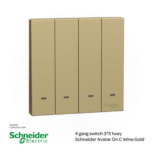 [SAC14G] 4 gang switch 3*3 1way Schneider Avatar On C Wine Gold
