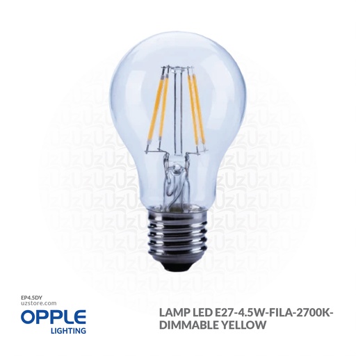 [EP4.5DY] OPPLE Lamp LED-E-A60-E27-4.5W-FILA-2700K-Dim-CT Dimmable Yellow 500010002210 