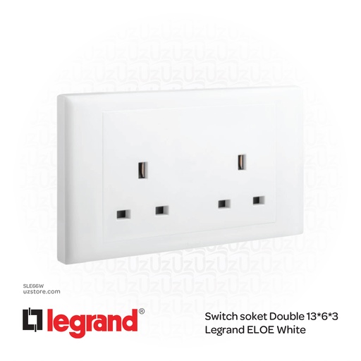 [SLE66W] Switch soket Double 13*6*3 Legrand ELOE White