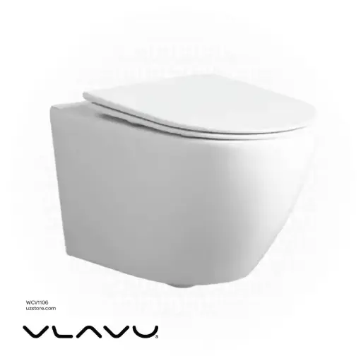 [WCV1106] Vlavu Wall-Hung WC – P-trap 180mm, UF Cover & Seat, 490×350×370mm, Glossy White – CB.16.0099