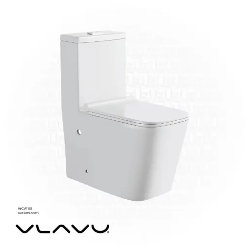 [WCV1151] Vlavu One-Piece WC (Washdown Flushing) – S-trap 250mm, PP Cover & Seat, 670×360×800mm, Glossy White – CB.12.0141