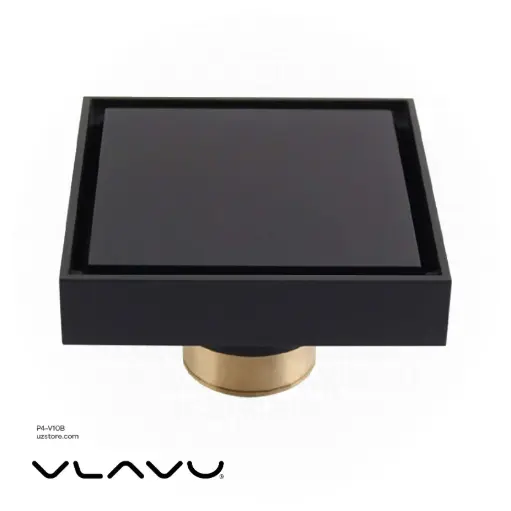 [P4-V10B] Vlavu Floor Drain (SUS304) – Outlet 50mm (2"), Drainage Accessory, 100×100mm, Matt Black